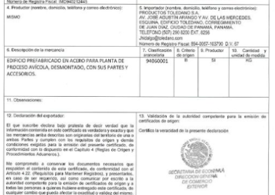 CERTIFICADO DE ORIGEN